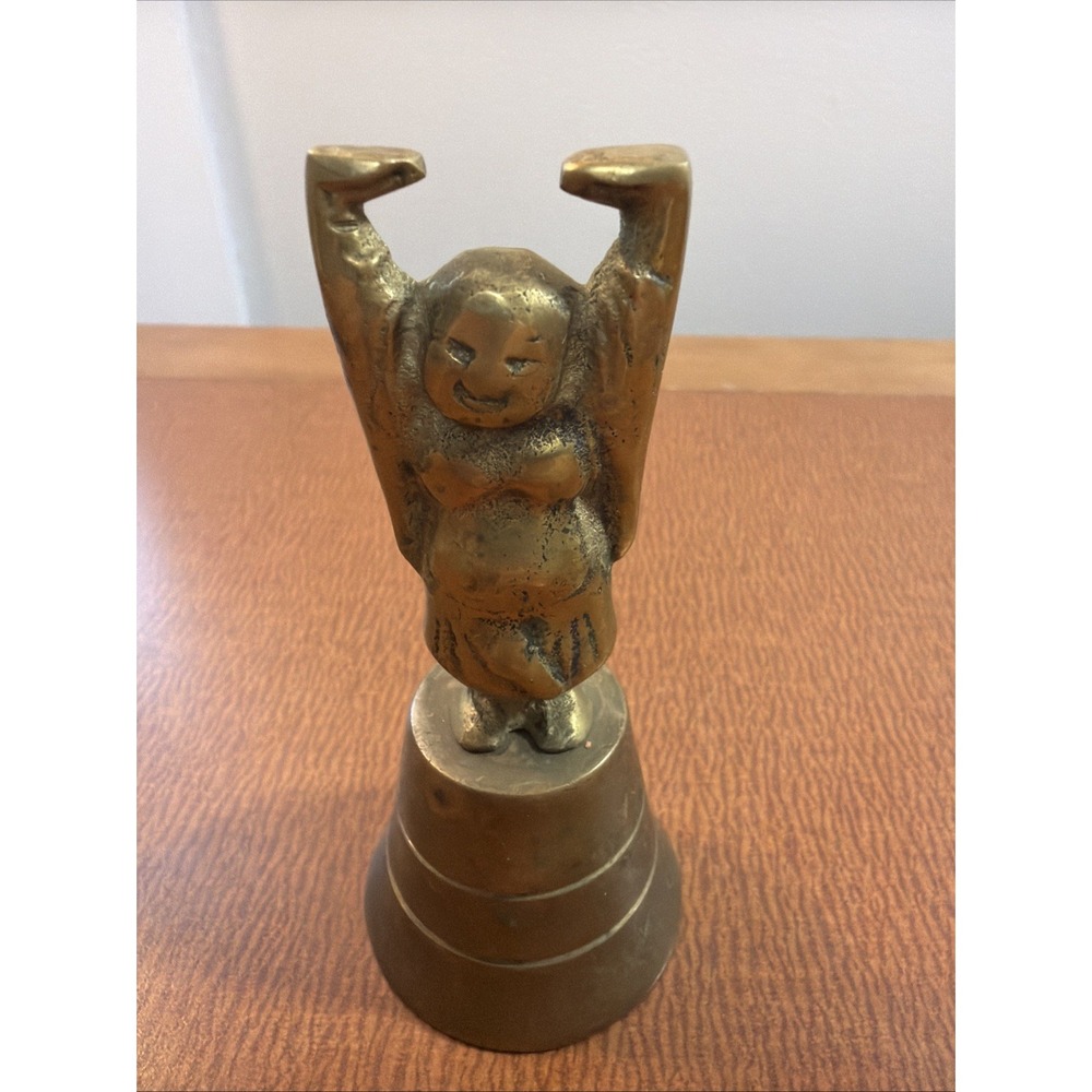Vintage Buddha Brass Figure Bell 4"